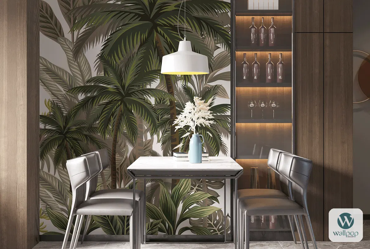 Sala com papel de parede personalizado WallPop